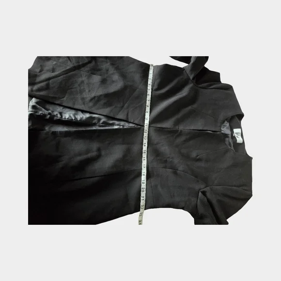 Le Suit Black Long Blazer Collarless Jacket Structured Career Minimalist Open 18 - Picture 3 of 16